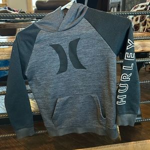 Gray and black Hurley hooded sweatshirt. Kids size 7